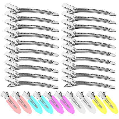 Viywicz 30PCS Metal Alligator Hair Clips in silver colour, front view
