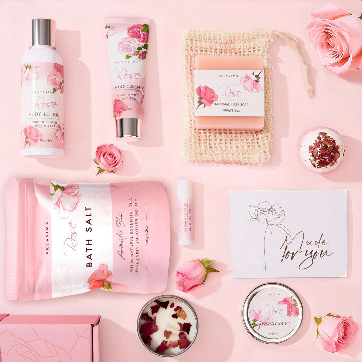 VKTASIMK handmade soap bar and bath bombs in gift basket