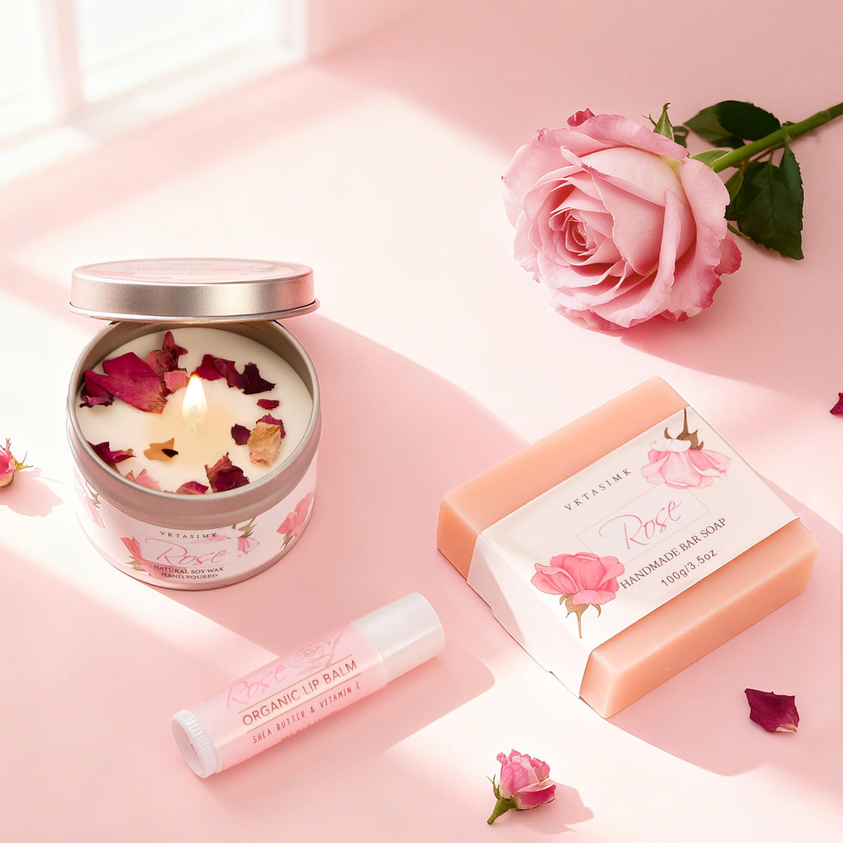 VKTASIMK lip balm and greeting card in gift basket
