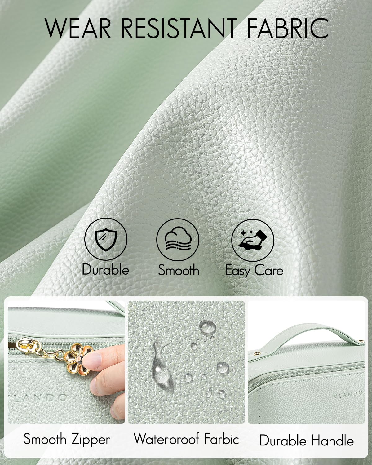 VLANDO Makeup Bag mint green with open compartments