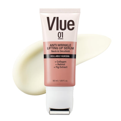 VLUE Retinol Guasha Neck Firming Cream front view with packaging