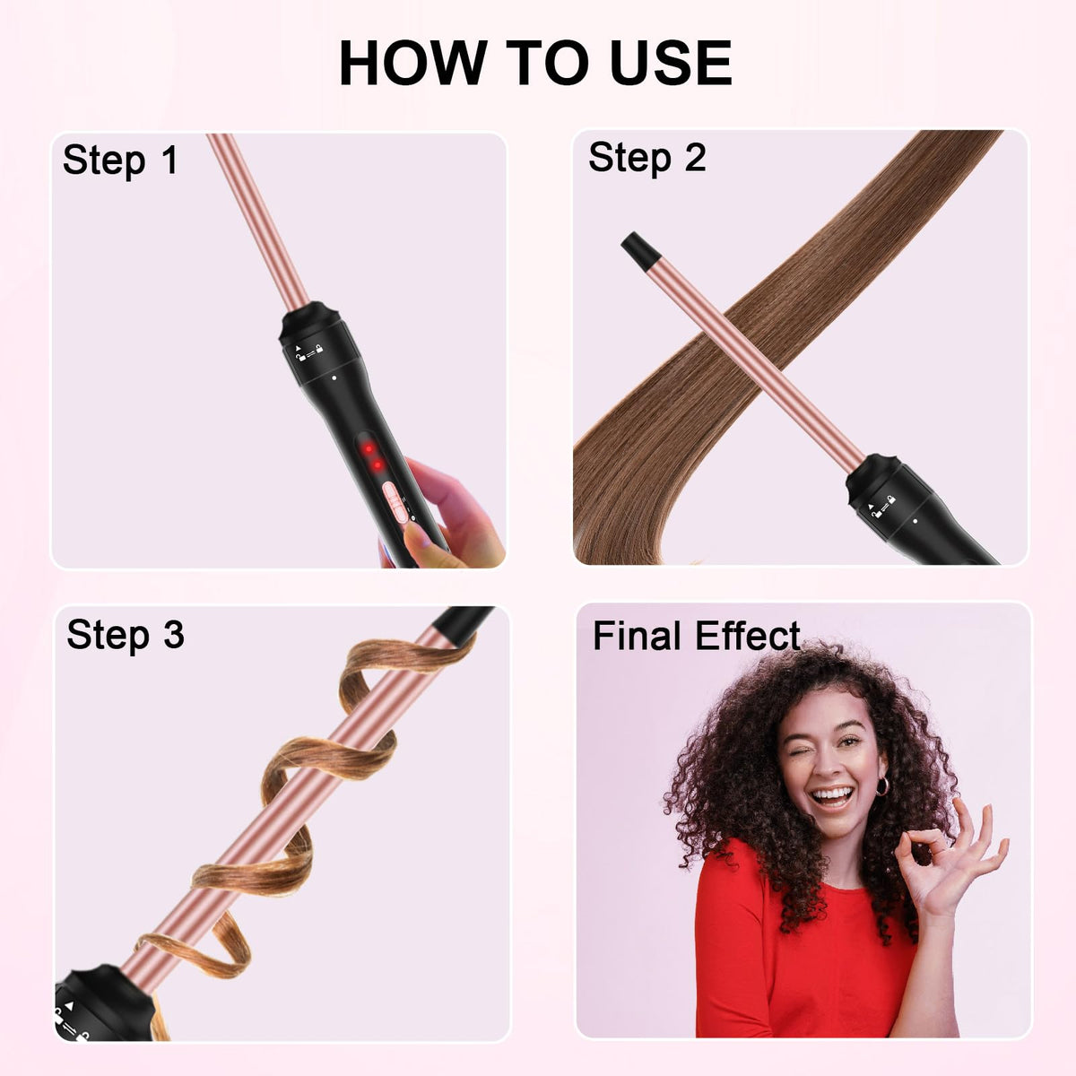 Vnina 1/2 Inch Curling Iron showing dual voltage feature