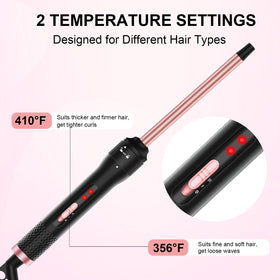 Vnina 1/2 Inch Curling Iron showing temperature settings