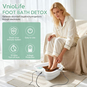 VnioLife Ionic Foot Bath Detox Machine in use with warm water