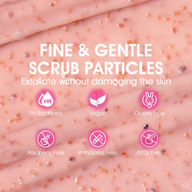 VOERUY Bikini Exfoliator with peach scent background