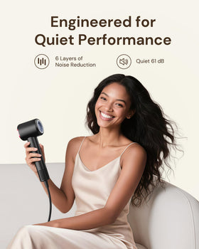 Volgtia Hair Dryer in lifestyle setting with curly hair