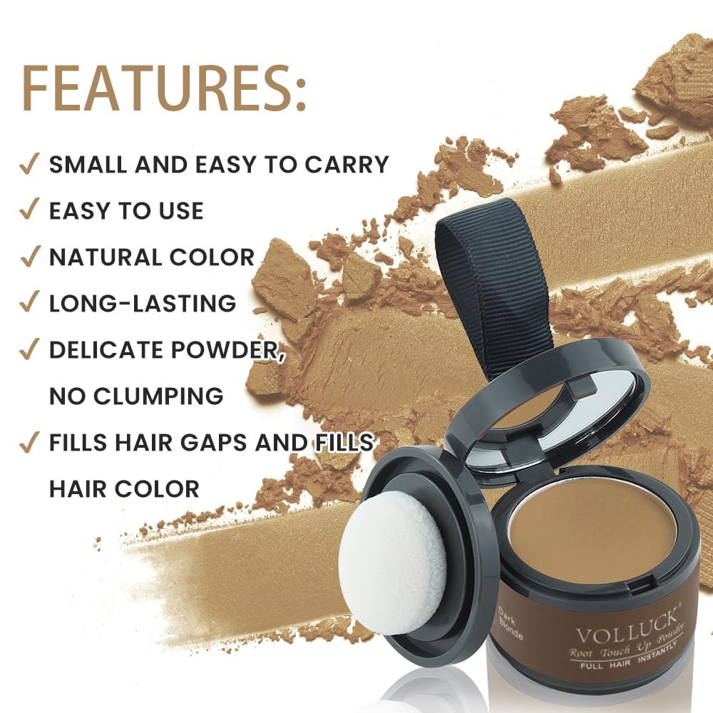 VOLLUCK Root Touch Up Powder Dark Blonde application demonstration