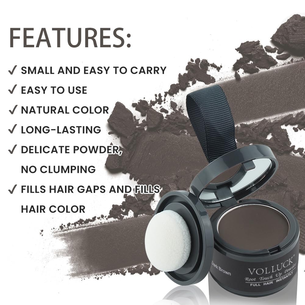 VOLLUCK Root Touch Up Powder Dark Brown application demonstration