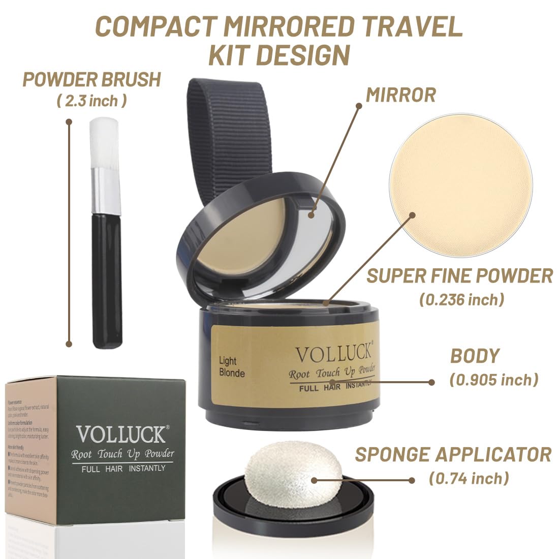 VOLLUCK Root Touch Up Powder Light Blonde applicator sponge