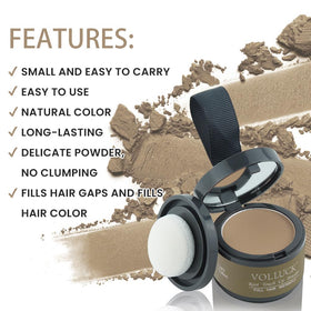 VOLLUCK Root Touch Up Powder Light Coffee with hair before and after