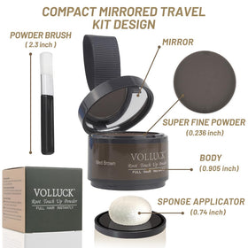 VOLLUCK Root Touch Up Powder Medium Brown in travel bag