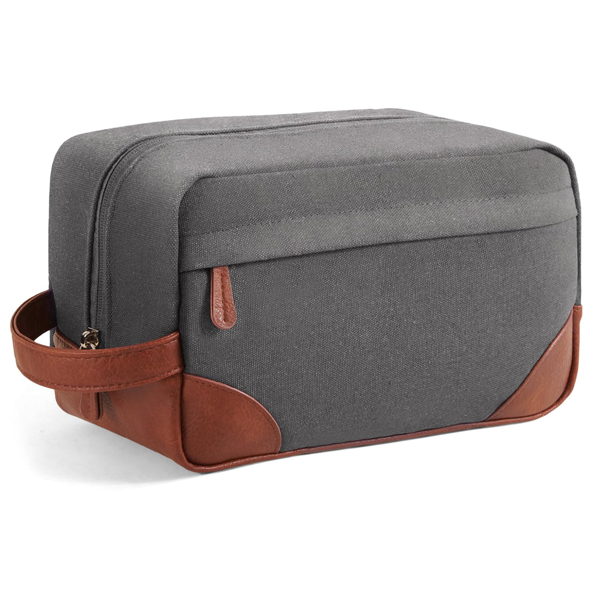 Vorspack Canvas Travel Toiletry Bag for Men in Light Grey front view