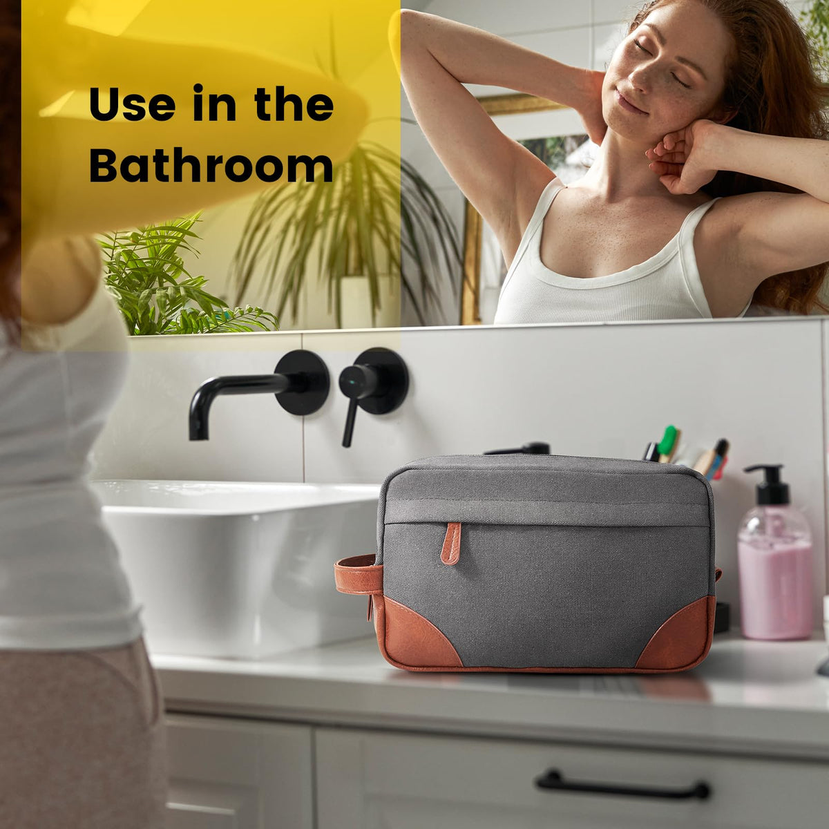 Vorspack Canvas Travel Toiletry Bag hanging with handle