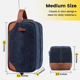 Vorspack Canvas Travel Toiletry Bag Navy Blue side view
