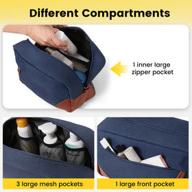 Vorspack Canvas Travel Toiletry Bag side view showing zipper