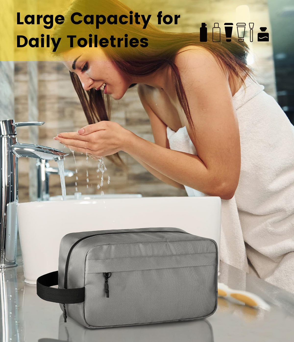 Vorspack Toiletry Bag Grey packed for travel
