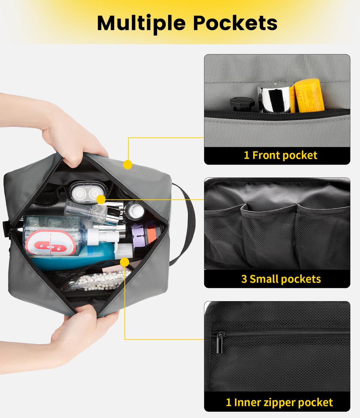 Vorspack Toiletry Bag Grey with mesh pockets