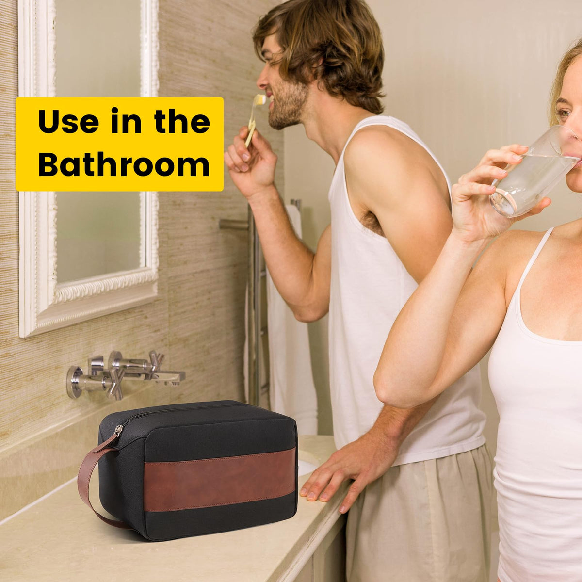 Vorspack Toiletry Bag in a travel setting with suitcase