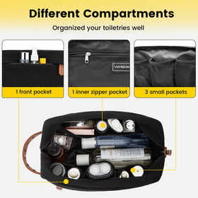 Vorspack toiletry bag with leather handle and zipper