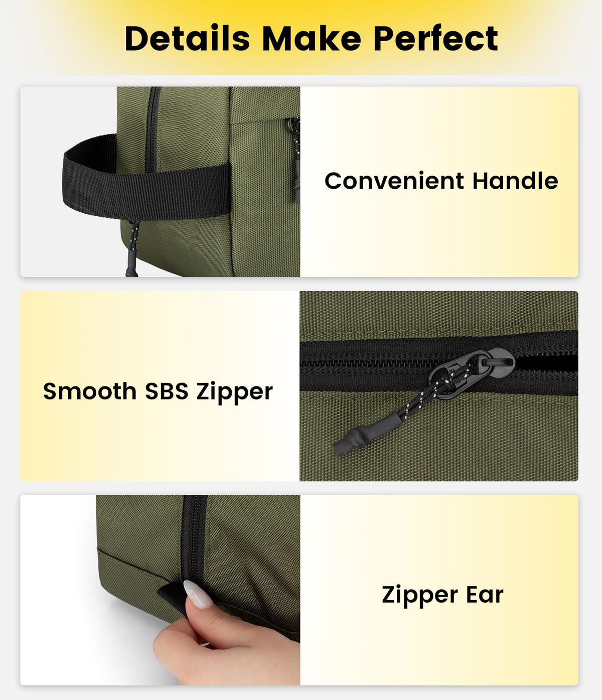 Vorspack Travel Toiletry Bag side view with dimensions