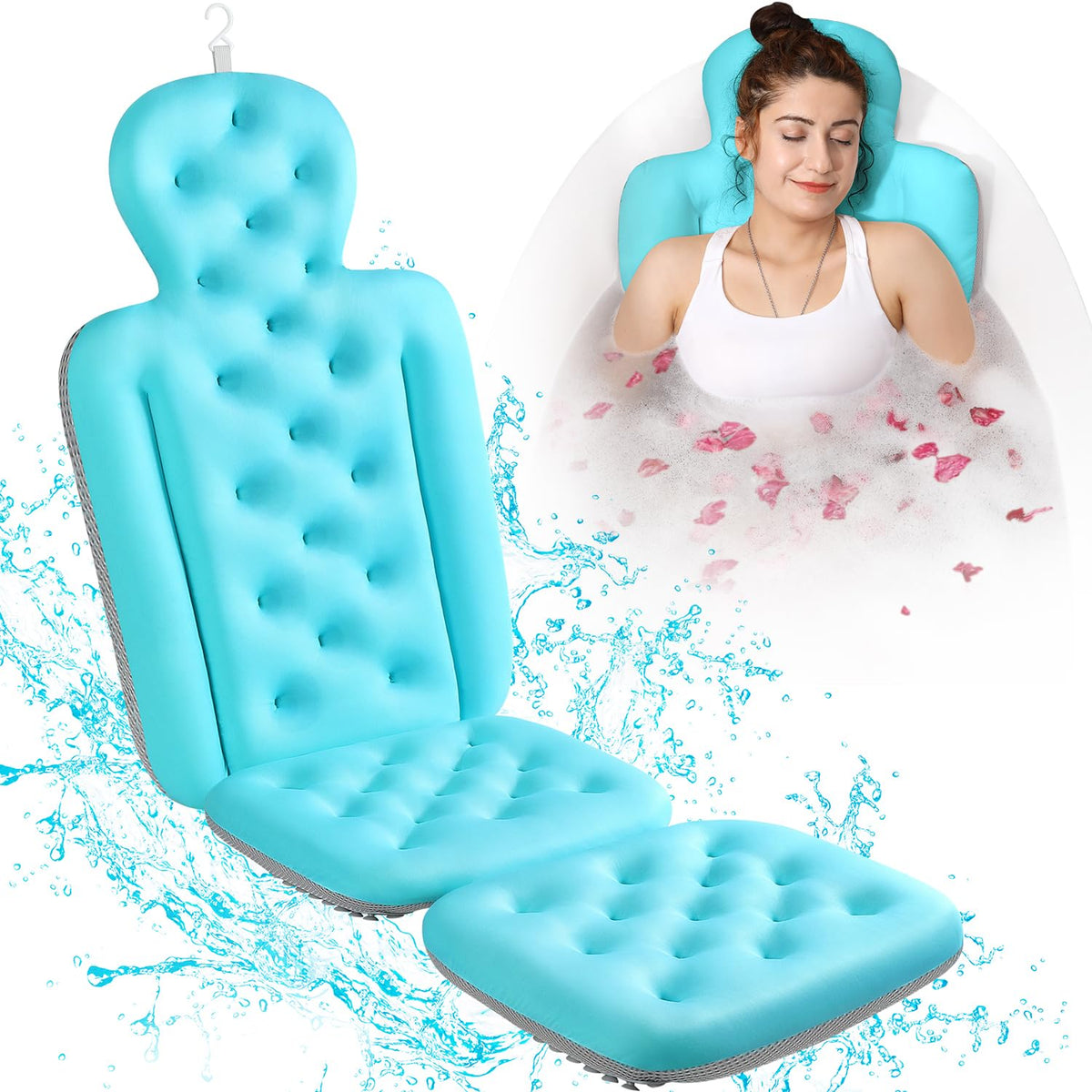 VOXOR Full Body Bath Pillow in Ocean Blue front view