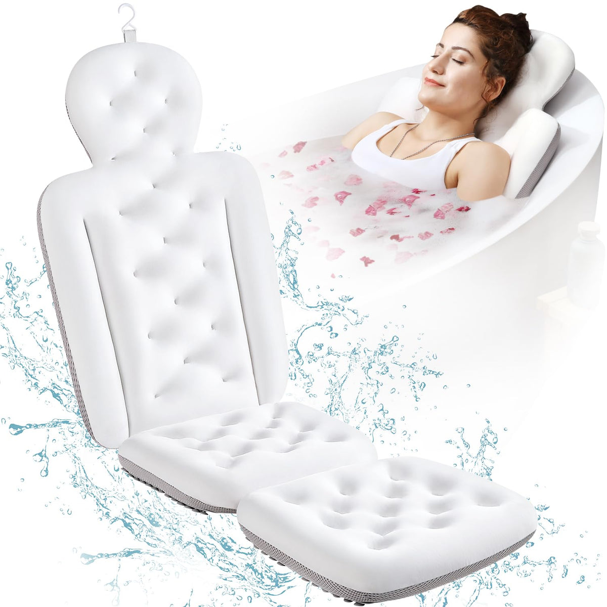 VOXOR Full Body Bath Pillow white model front view