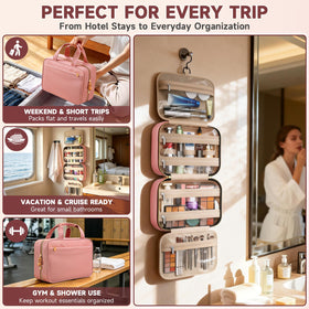Voyree Travel Toiletry Bag in a stylish design on a bathroom counter