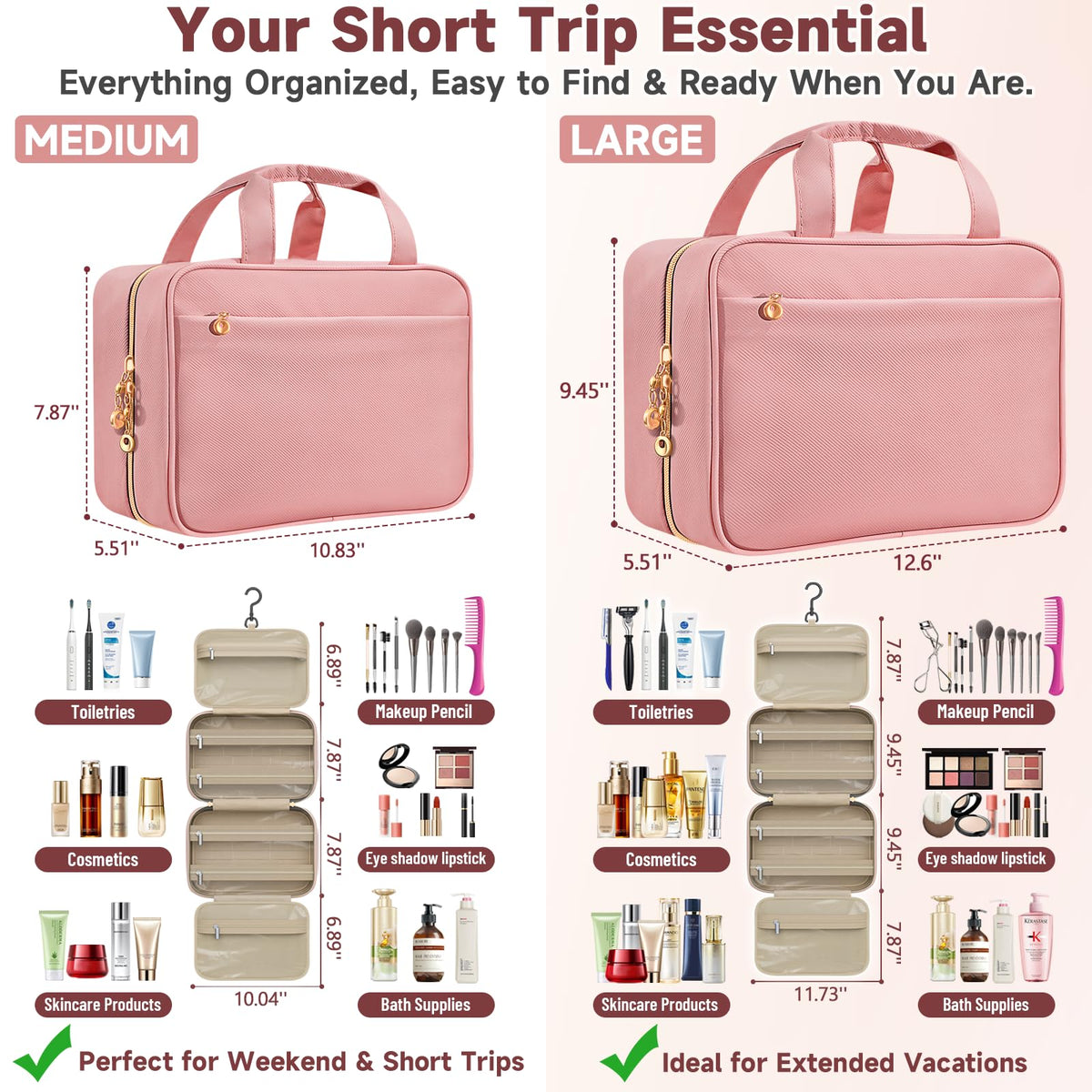 Voyree Travel Toiletry Bag showing waterproof sections for protection