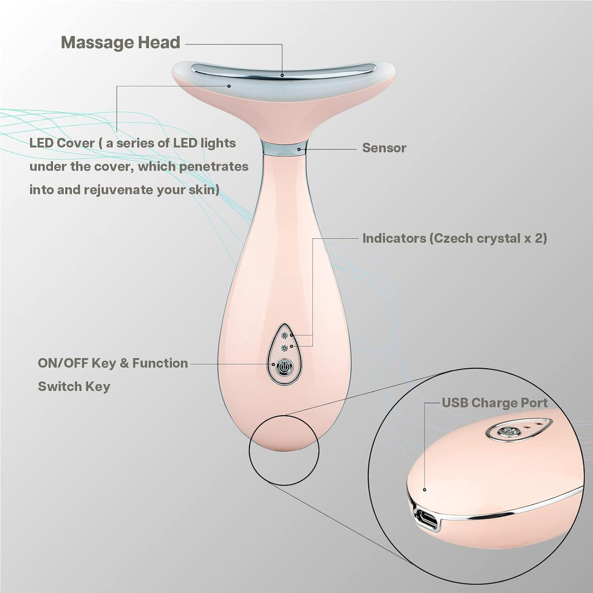 VRAIKO Lily Facial Massager in use on neck and face