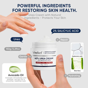 VREKEF Urea Cream 40% in a bathroom setting