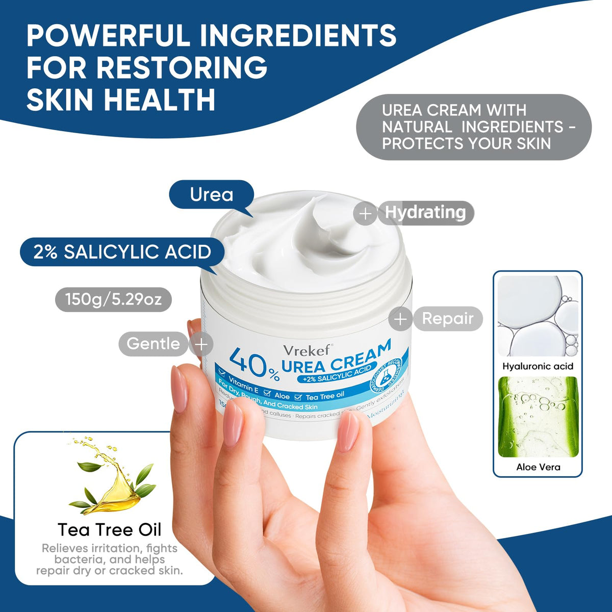 VREKEF Urea Cream 40% in use on cracked heels