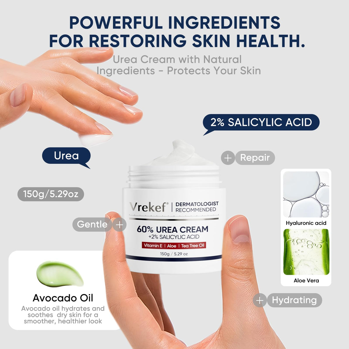 VREKEF Urea Cream 60% with natural ingredients