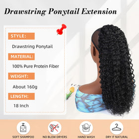 vroosar 18inch Drawstring Ponytail Extension showing drawstring closure