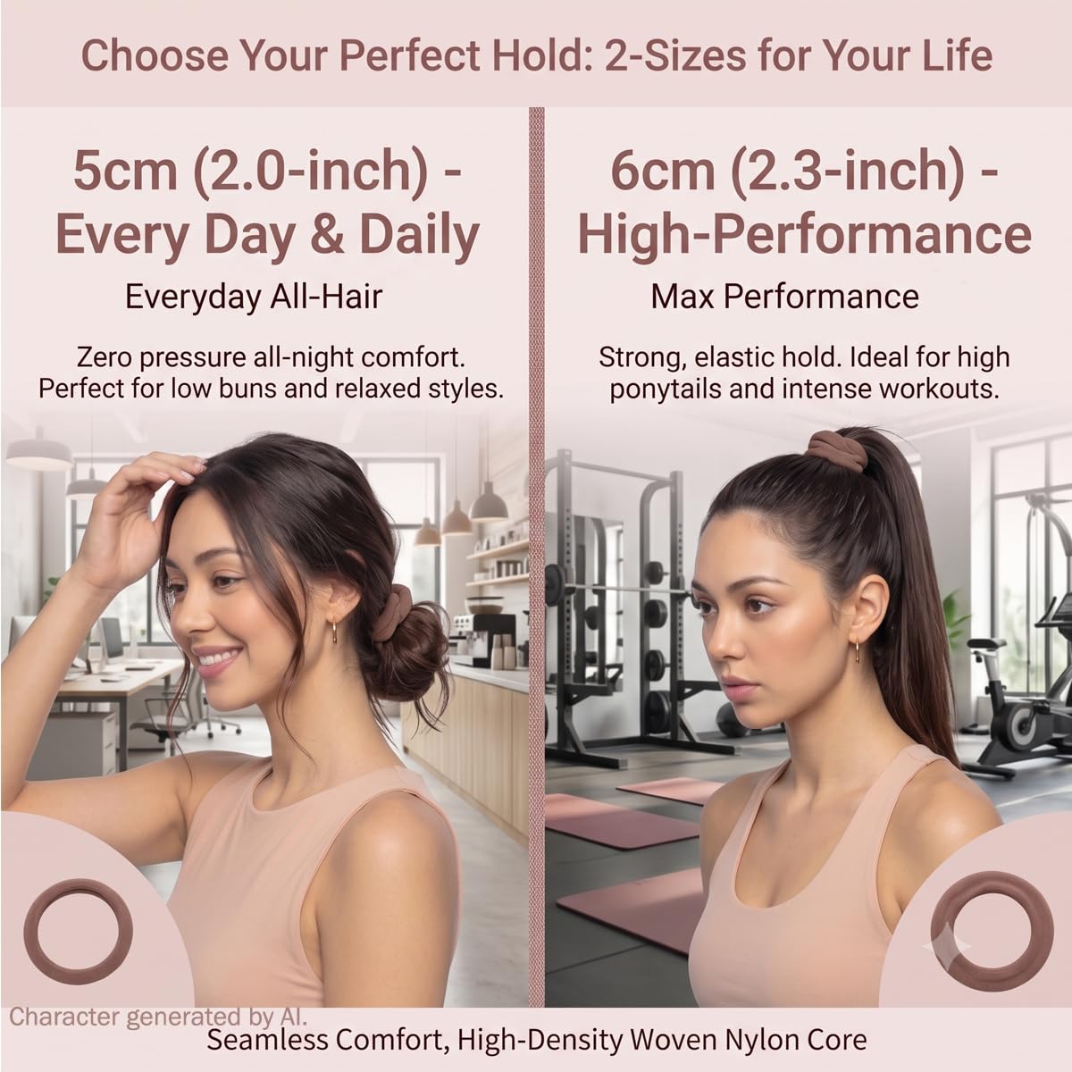 Vrose Flosi High Stretch Hair Ties in natural brunette