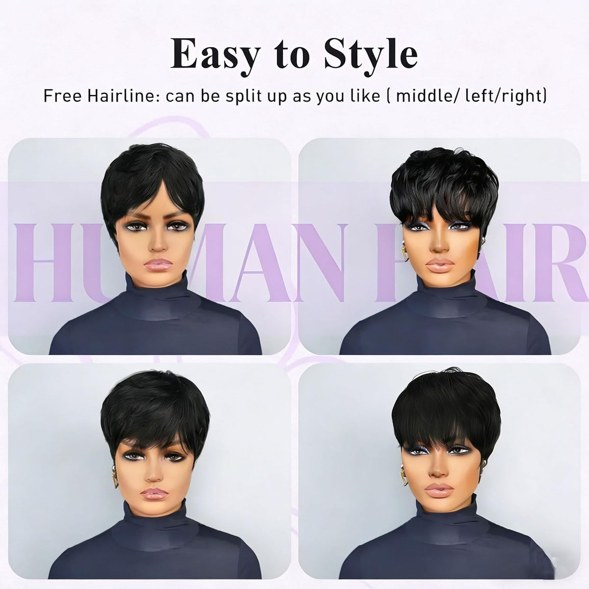 VRZ Pixie Cut Wig back view displaying smooth texture
