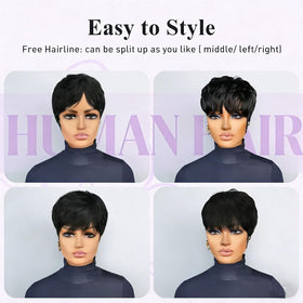 VRZ Pixie Cut Wig back view displaying smooth texture