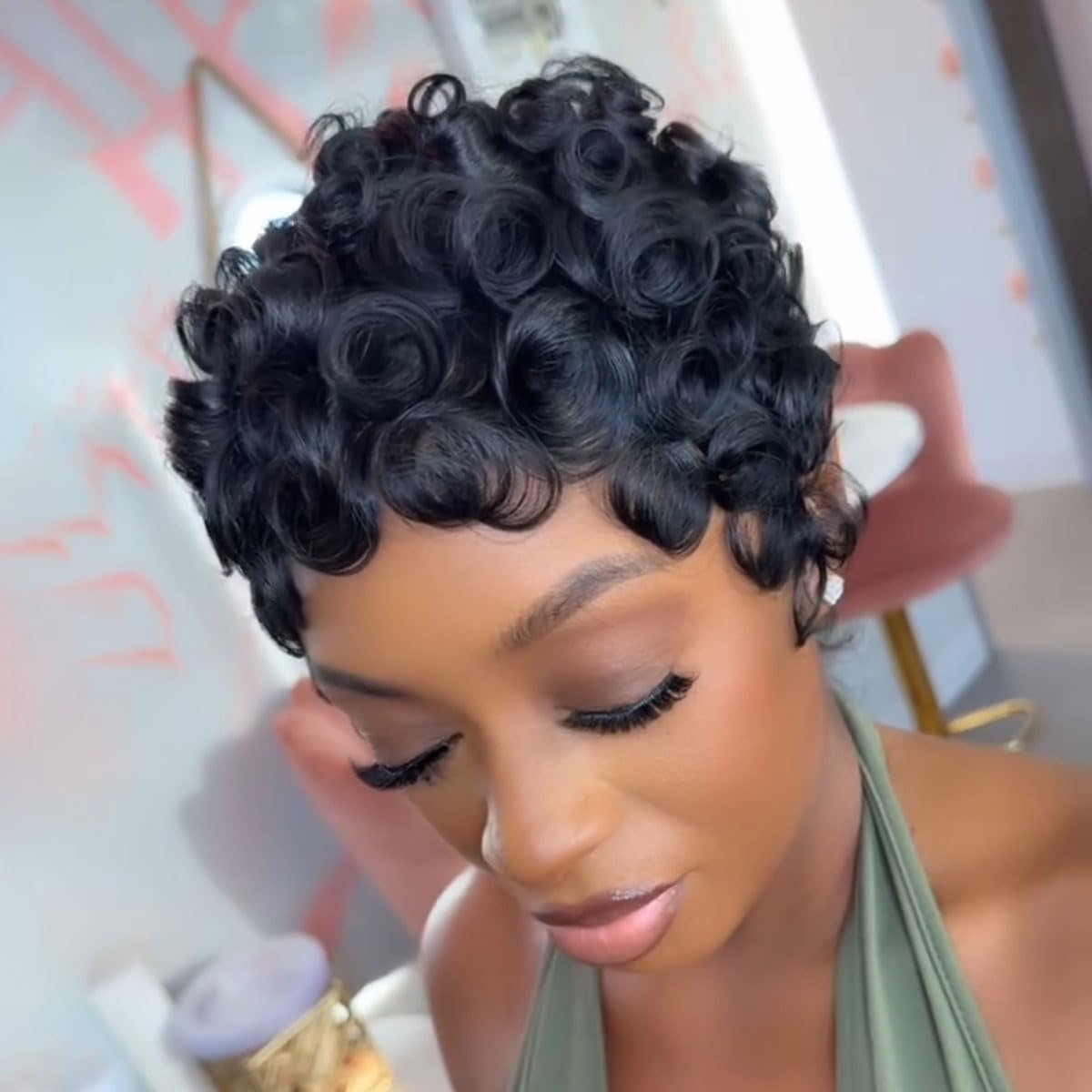 VRZ Pixie Cut Wig back view displaying soft texture