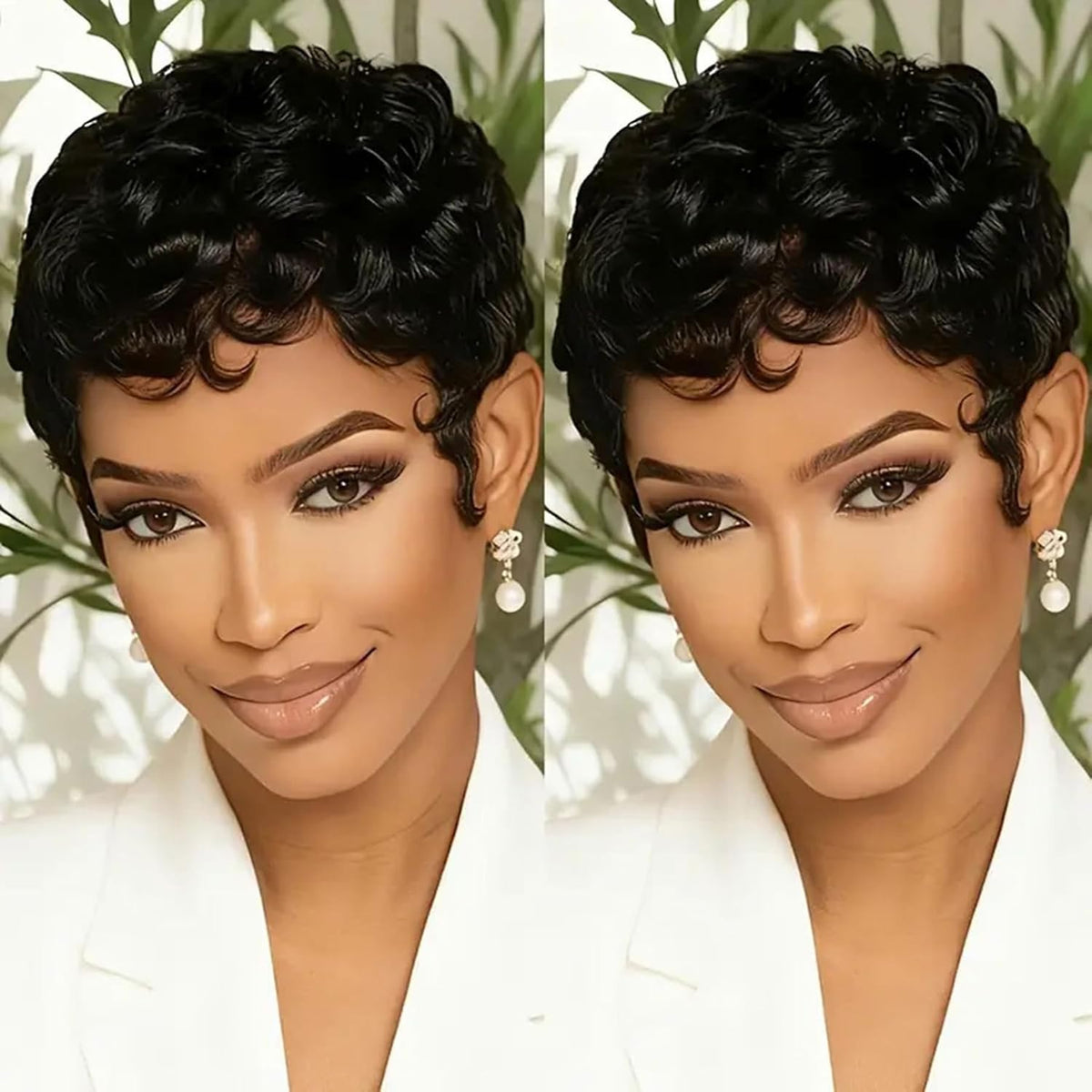 VRZ Pixie Cut Wig front view in 1B colour