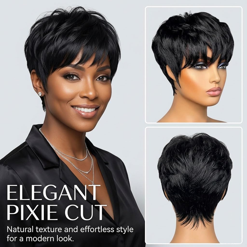 VRZ Pixie Cut Wig side view highlighting natural look