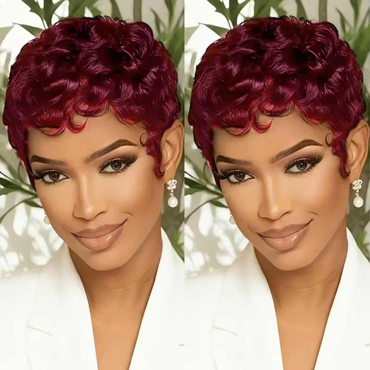 VRZ Short Burgundy Pixie Cut Wig front view