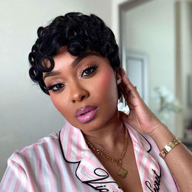 VRZ Short Pixie Cut Wig side view showcasing layered hairstyle