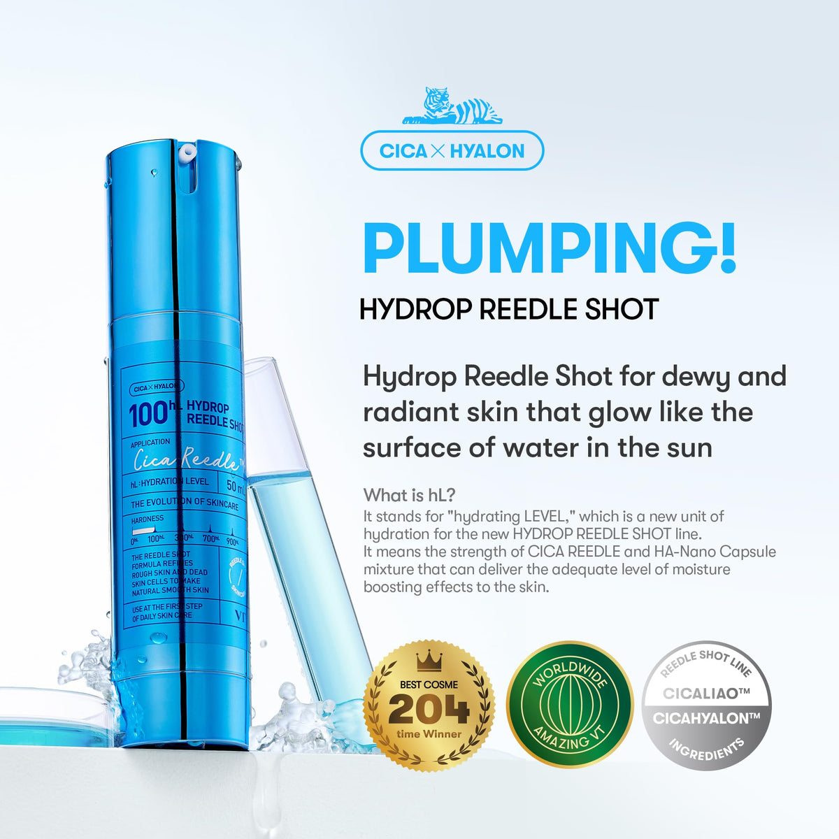VT COSMETICS Hydrop Reedle Shot 100 Serum 50ml bottle with cap