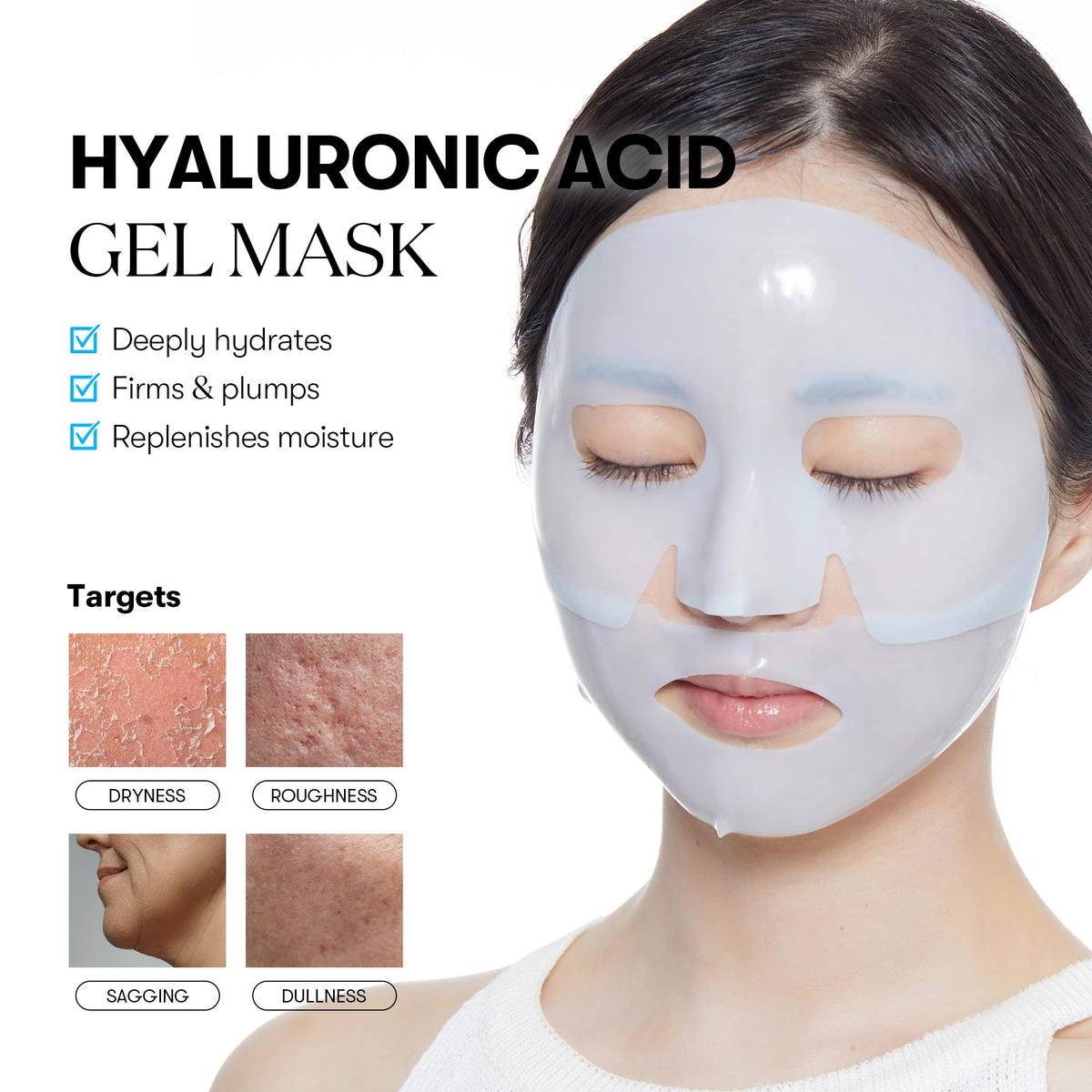 VT COSMETICS Hydrop Reedle Shot Hydrogel Mask application on model's face