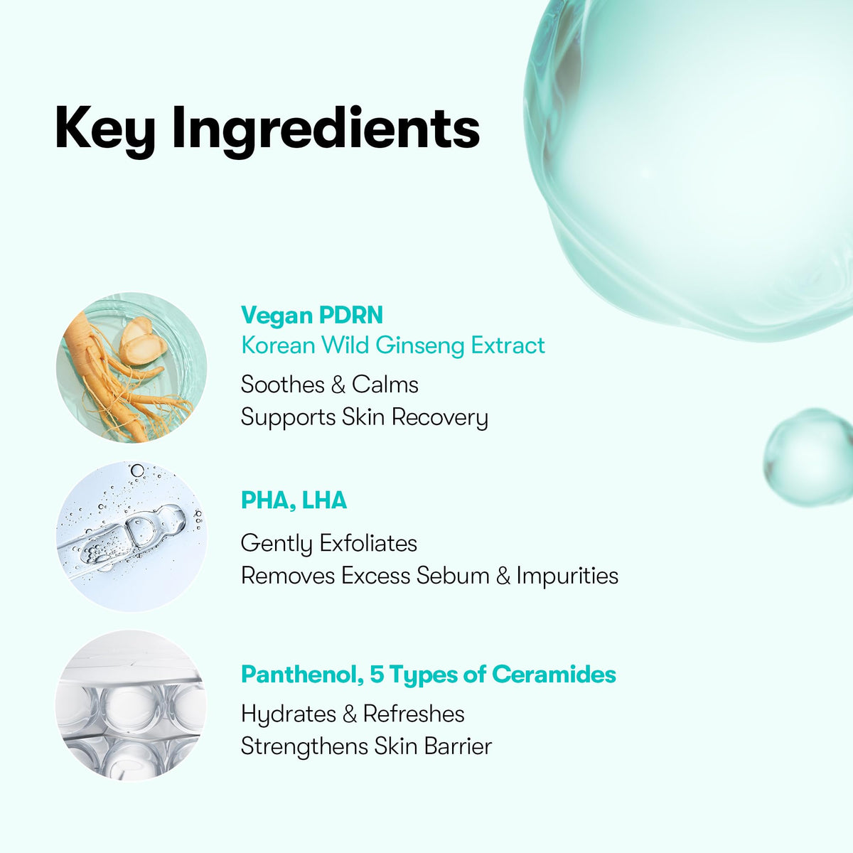 VT COSMETICS PDRN Barrier Cleanser back view showing ingredients