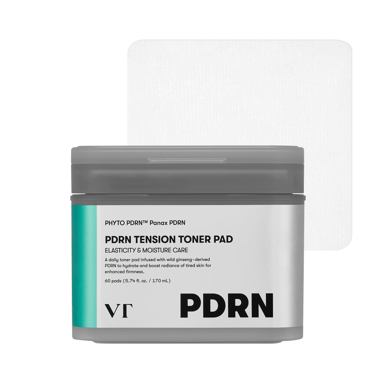 VT COSMETICS PDRN Tension Toner Pad front view with packaging