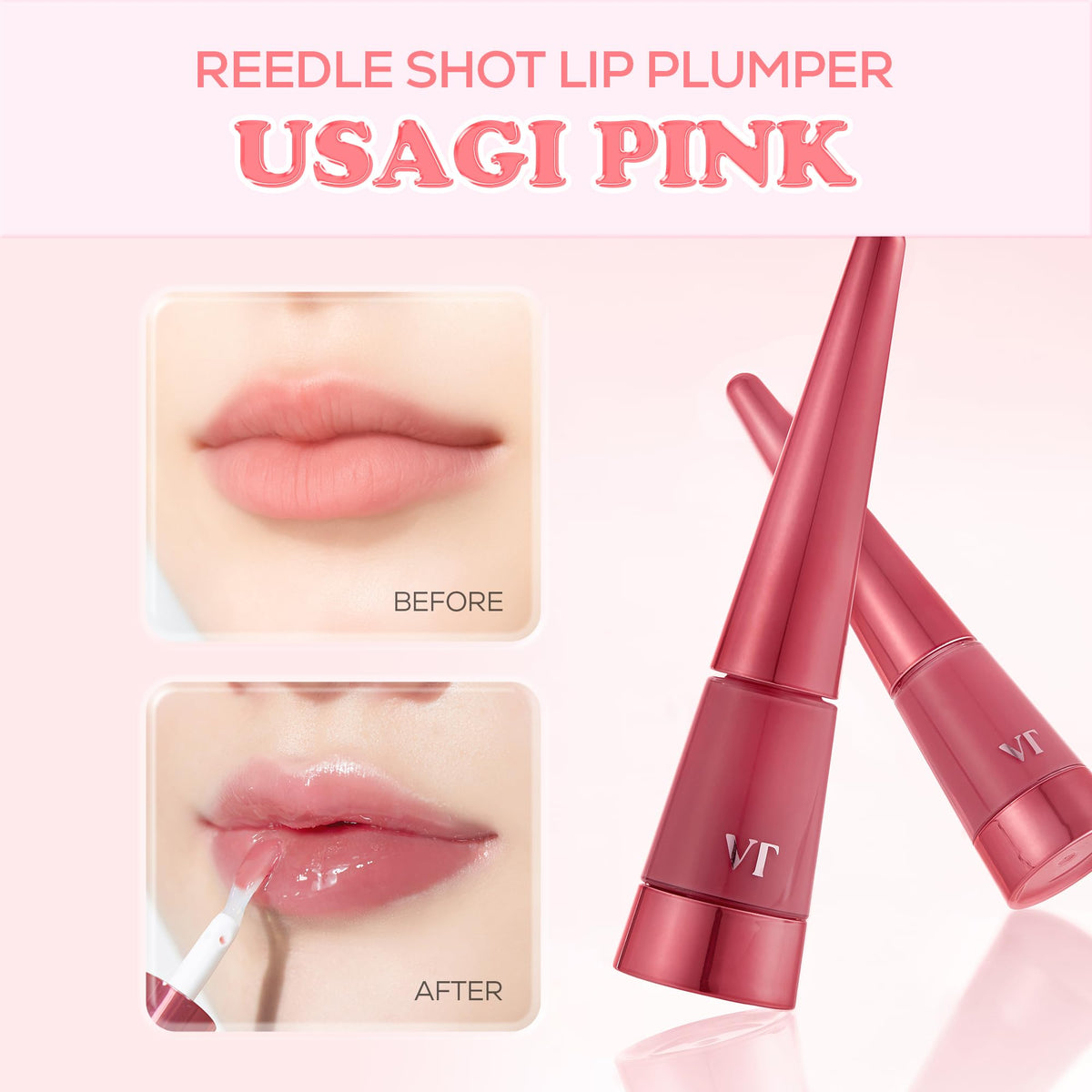 VT COSMETICS Reedle Shot Lip Plumper Usagi Pink packaging