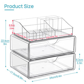 Vtopmart 3 Tier Clear Makeup Organizer side view showing compartments