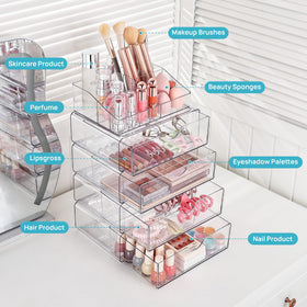 Vtopmart 3 Tier Clear Makeup Organizer with anti-slip pads