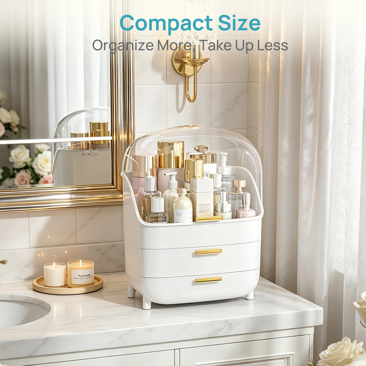 Vtopmart 3-Tier Skincare Makeup Organizer side view