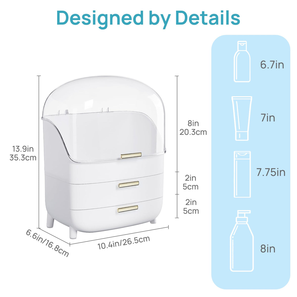 Vtopmart 3-Tier Skincare Makeup Organizer with drawers open